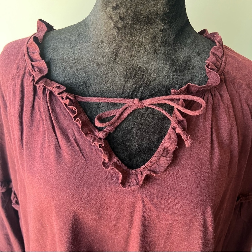 Old Navy Maroon Blouse with Ruffle Details - Picture 2 of 6